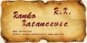 Ranko Katančević vizit kartica